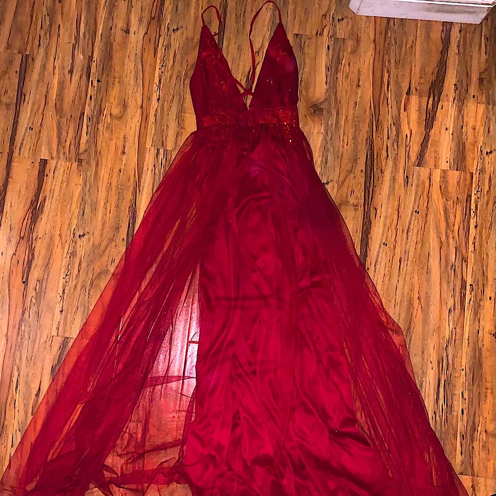 Glittery red Windsor prom dress